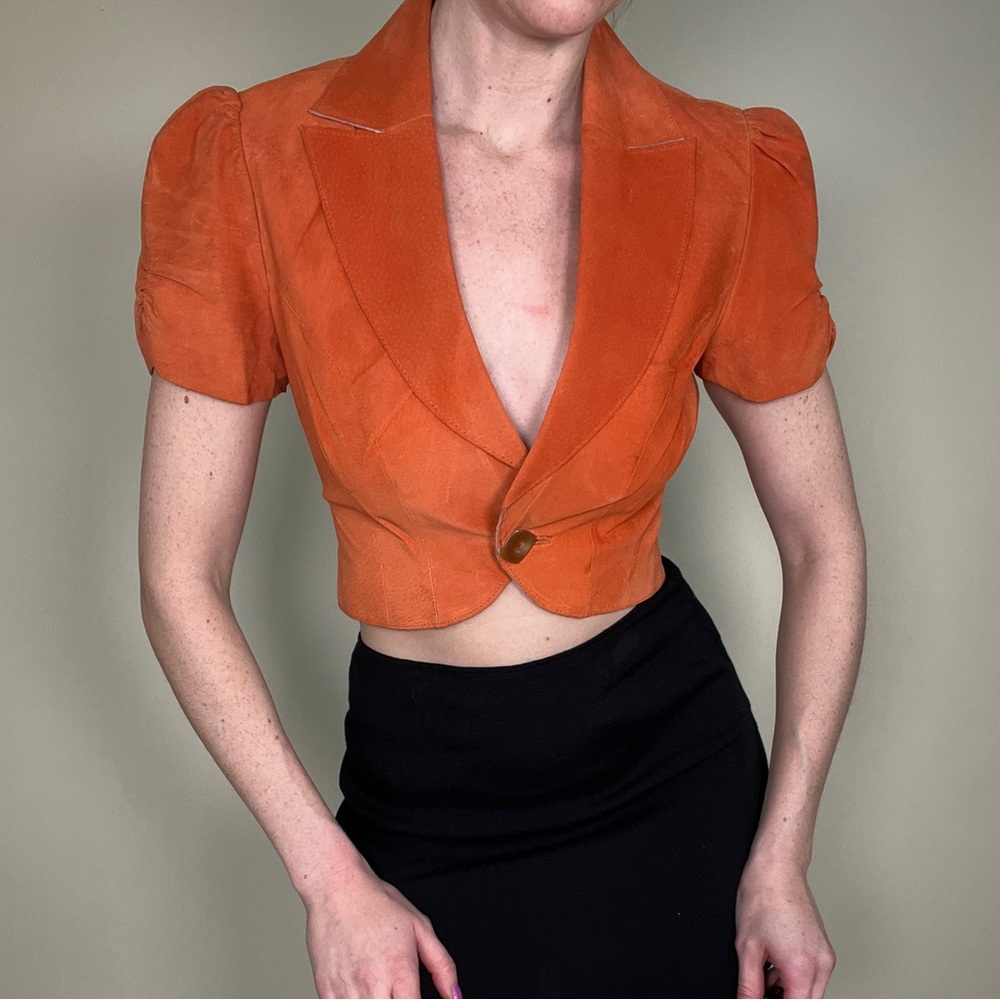 Marciano Orange Suede Bolero Jacket - Picture 7 of 7